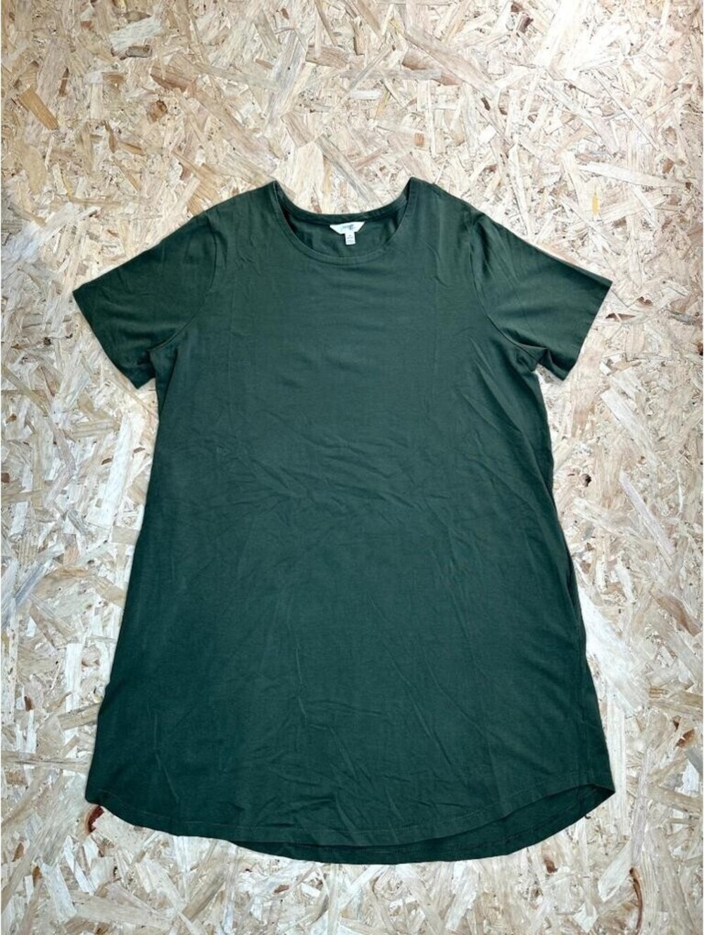 Terra & Sky Womens 1X Green Short Sleeve Crew Neck T-Shirt Tunic Top Plus Size